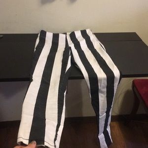 Striped Black and White Divided Pants